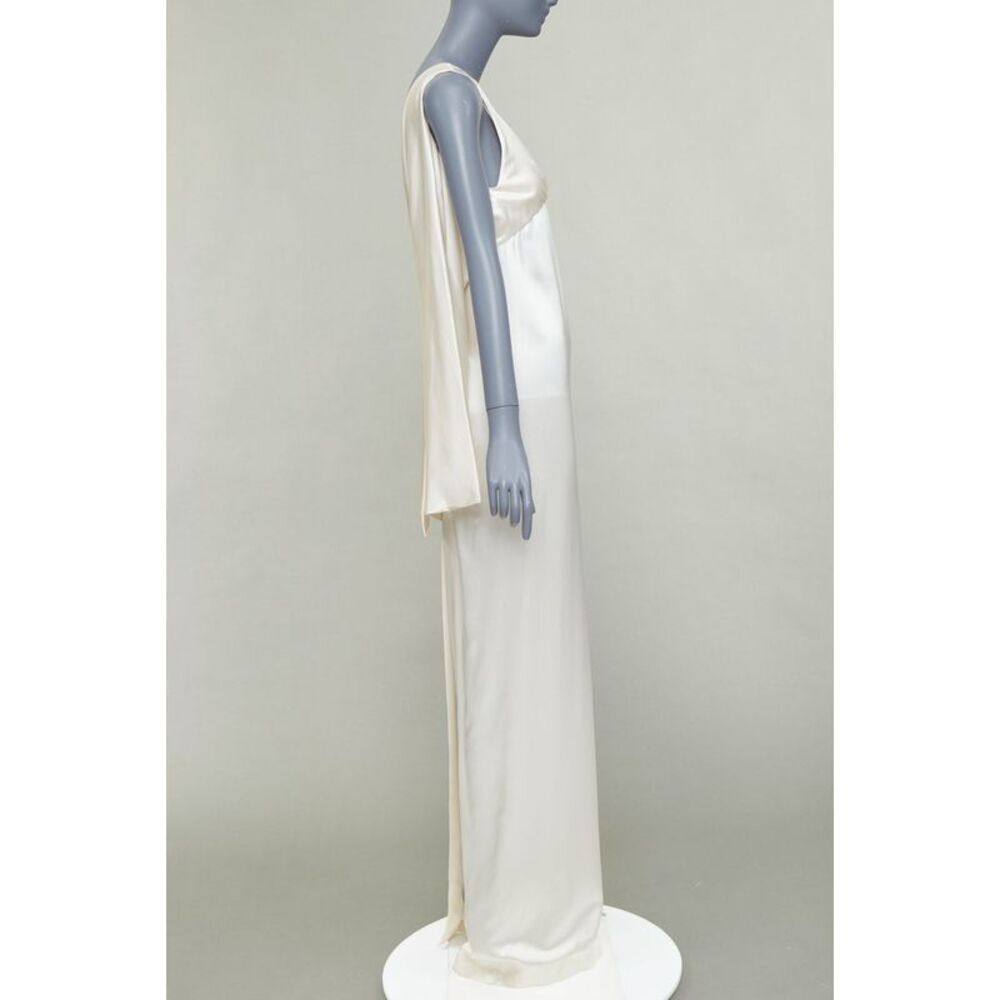 SAINT LAURENT 2022 Runway Bridal ivory silk satin draped empire gown FR34 XS - Picture 4 of 9